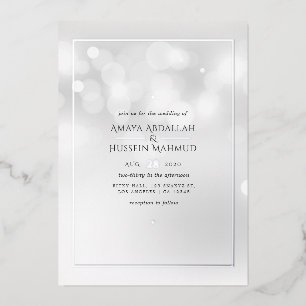 Invitation Mariage Silver Bokeh Foil