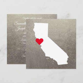 Invitation Mariage Silver Metallic Foil White California
