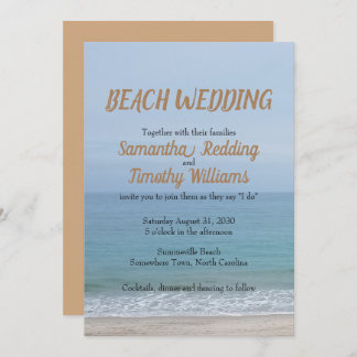 Invitation Mariage simple à Serene Ocean Beach