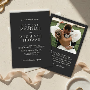 Invitation Mariage simple au charbon de bois avec code QR cla