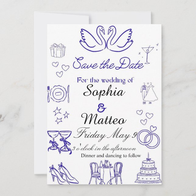 Invitation Mariage simple avec des éléments graphiques  (Devant)
