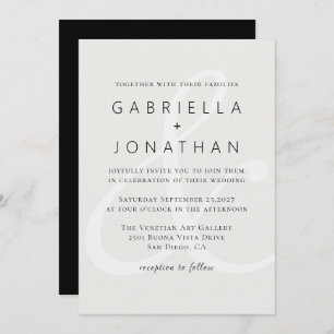 Invitation Mariage simple blanc monochromatique