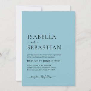 Invitation Mariage Simple Bleu Ciel Clair