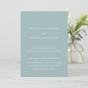 Invitation Mariage simple bleu muté élégant