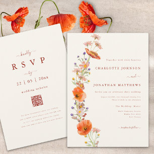 Invitation Mariage Simple Bohème aux Fleurs Sauvages d'Automn