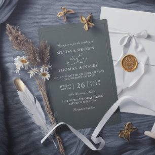 Invitation Mariage simple code QR budget noir et blanc