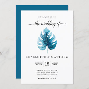 Invitation Mariage simple couleur d'aquarelle tropicale Monst