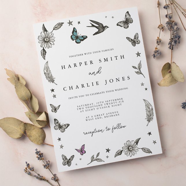 Invitation Mariage simple de dessin vintage (Créateur téléchargé)