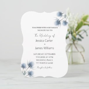 Invitation Mariage Simple Écosse Chardon Bleu