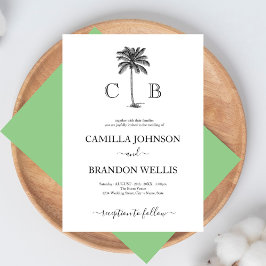Invitation Mariage simple élégant de palmiers tropicaux