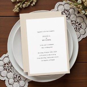 Invitation Mariage Simple Élégant Minimaliste Moderne Beige