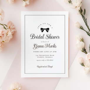 Invitation Mariage Simple Élégant Ruban Noir Enterrement de V