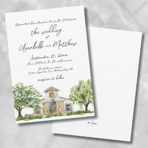 Invitation Mariage Simple Élégant Rustique dans une Grange de