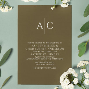 Invitation Mariage simple en bronze foncé