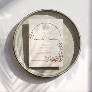 Invitation Mariage simple en terre cuite à fleurs