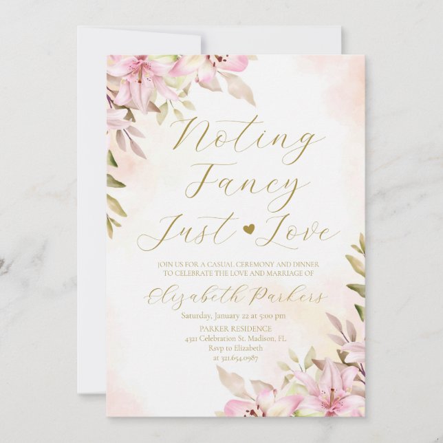 Invitation Mariage Simple et Amour de Lilia Rose (Devant)