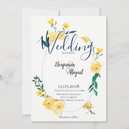 Invitation Mariage simple et élégant des fleurs jaunes de pri