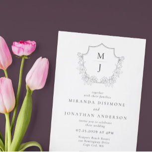 Invitation Mariage simple et élégant monogramme