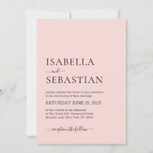 Invitation Mariage Simple Fleur de Pêcher