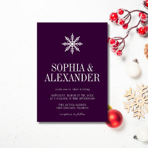 Invitation Mariage simple flocon de neige d'hiver profond pru