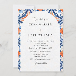 Invitation Mariage simple Gras géométrique Motif Floral