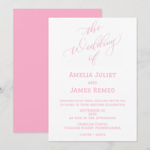 Invitation Mariage Simple Moderne au Lait de Fraise et Blanc