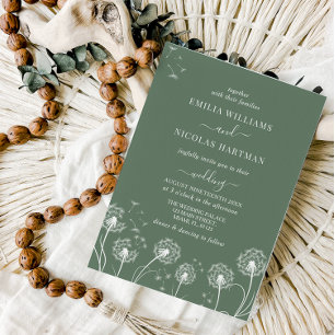 Invitation Mariage Simple Moderne aux Fleurs Sauvages Vertes