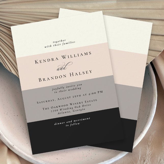 Invitation Mariage simple moderne de blocs de couleur (Simple and elegant with a soft color palette
)