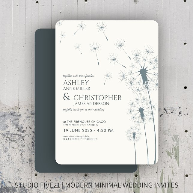 Invitation Mariage simple moderne gris ardoise (Créateur téléchargé)
