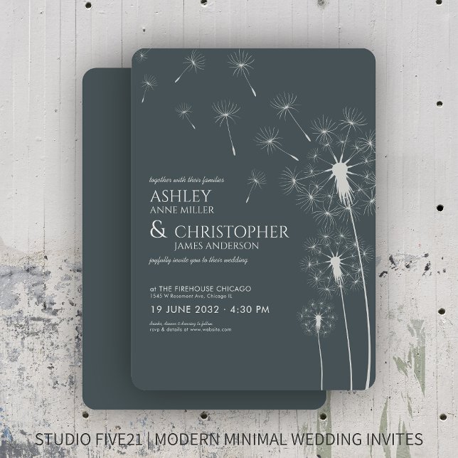 Invitation Mariage simple moderne gris ardoise (Créateur téléchargé)