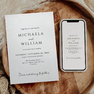 Invitation Mariage Simple Moderne Minimaliste Noir et Blanc
