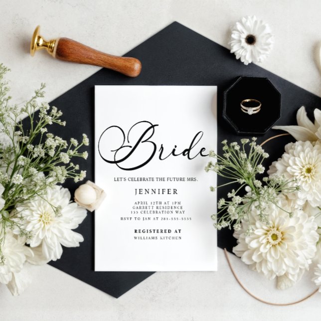 Invitation Mariage Simple Moderne Noir Écriture Cérémonie de  (Créateur téléchargé)