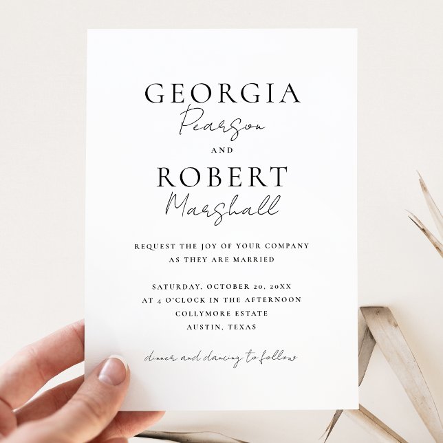 Invitation Mariage simple noir et blanc (Créateur téléchargé)