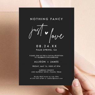 Invitation Mariage Simple Noir Juste Amour Réception De Fuite