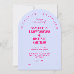 Invitation Mariage Simple Rose Lilas Minimaliste