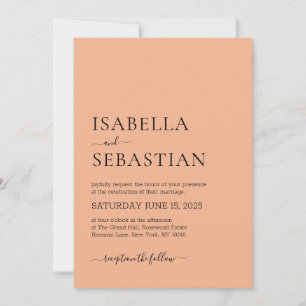 Invitation Mariage Simple Saumon Clair Léger