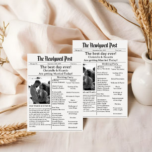 Invitation Mariage simple script journal enregistrer la date 