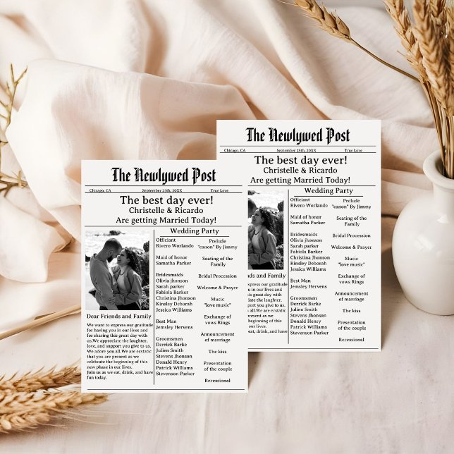 Invitation Mariage simple script journal enregistrer la date  (Créateur téléchargé)