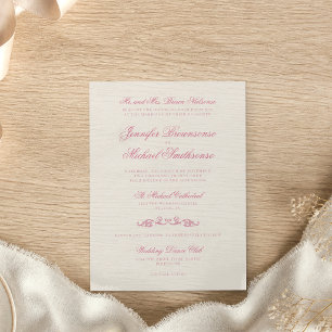 Invitation Mariage Simple Signature Police Beige Rose
