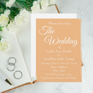 Invitation Mariage Simple Style Monotone Pêche