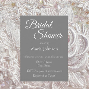 Invitation Mariage Simple Style Salle Gris Foncé