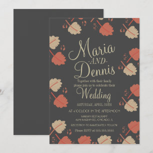 Invitation Mariage Simple Terracotta Neutre Feuilles d'Automn