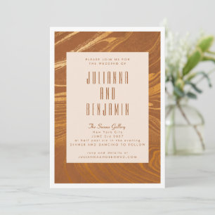 Invitation Mariage Simple Ton Terre Brun Rouille Moderne
