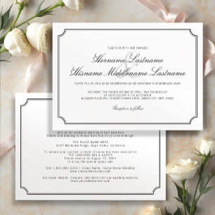 Invitation Mariage simple tout-en-un blanc classique
