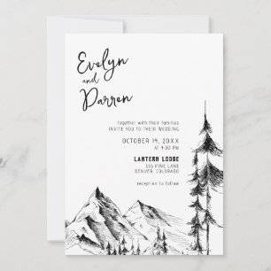 Invitation Mariage Sketch Forest Mountain