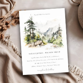 Invitation Mariage Sketch Paysage de montagne de Soft Woods