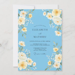 Invitation Mariage Sky Yellow Ranunculus Eucalyptus