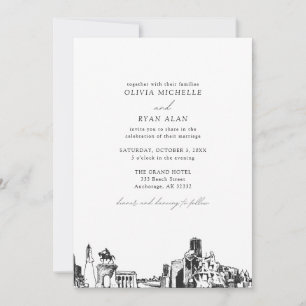Invitation Mariage Skyline noir et blanc de Houston