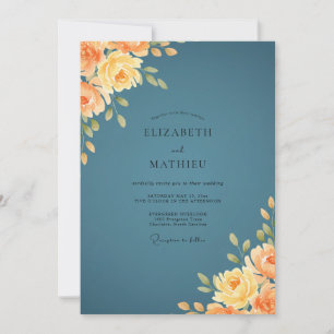 Invitation Mariage Slate Amber Bloom