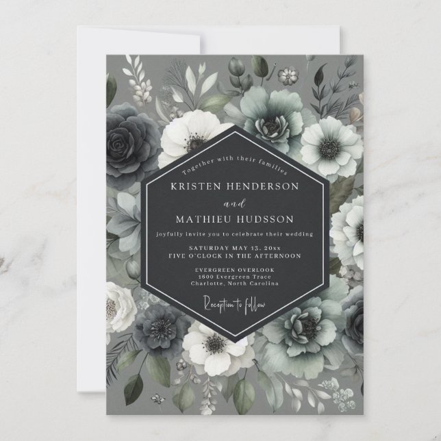 Invitation Mariage Slate Moonlit Bloom (Devant)